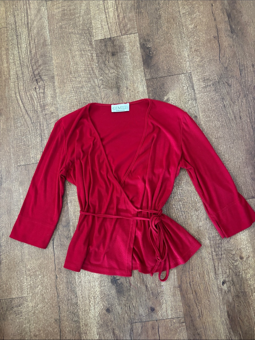 Gemilli Red Wrap-Front Women's Top. Large